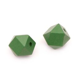 Wooden polygon bead 20x20 mm hole 4 mm green -5 pieces