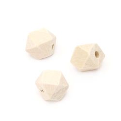 Wooden polygon bead 10x10 mm hole 3 mm color wood - 10 pieces
