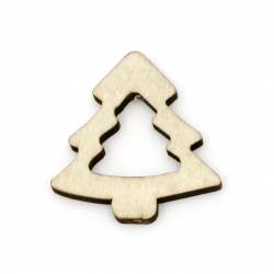 Wooden Figurine for decoration christmas tree 40x39x5 mm color tree -5 pieces