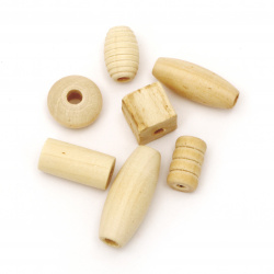 Mix natural unfinished wooden bead for DIY Jewelry and Crafts 5±14x8±16 mm hole 2 ± 5 mm color wood - 20 grams