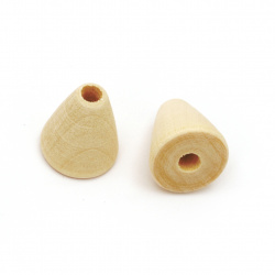 Natural unfinished wooden cone bead for DIY Jewelry and Crafts 16x15 mm hole 3.5 mm color wood - 10 pieces