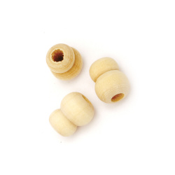 Natural unfinished wooden bead for DIY Jewelry and Crafts 12x10 mm hole 3.5 mm color wood - 20 pieces