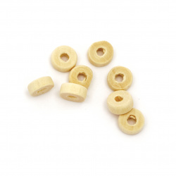 Wooden washer beads 8x3.5 mm hole 3 mm color wood without varnish - 50 grams ~ 570 pieces