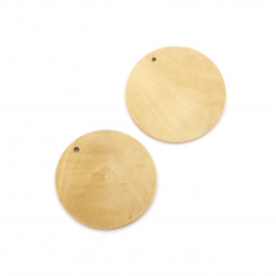 Wooden Pendant for decoration round 40x5 mm hole 2 mm color wood - 5 pieces