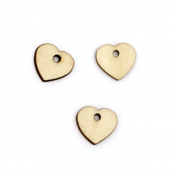 Wooden Pendant Heart 15x16x2 mm hole 2 mm color wood - 20 pieces