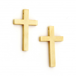 Wooden Pendant Cross 45x30x5 mm hole 2 mm color tree - 5 pieces