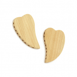 Natural unfinished wooden heart bead for DIY Jewelry and Crafts  56x36x6 mm nine holes 2.5 mm color wood - 2 pieces