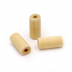 Natural Wooden Cylinder Beads for DYI and Craft Art, 20x10 mm, Hole: 4 mm - 10 pieces