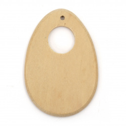 Wooden Pendant Oval 58x39x4 mm hole 2 mm color wood - 3 pieces