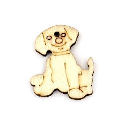 Pendant wooden dog 26x22x3 mm hole 1 mm color wood -10 pieces