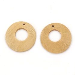 Wooden Pendant round 25x4 mm hole 2 mm color wood - 4 pieces