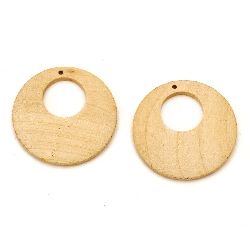 Wooden Pendant round 40x5 mm hole 2 mm color wood - 4 pieces
