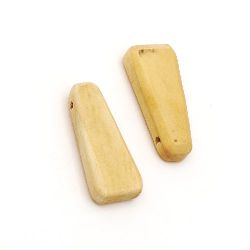 Natural unfinished wooden pendant  35.5x15x7 mm hole 3 mm color wood -2 pieces