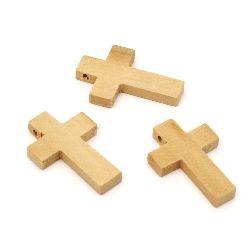 Wooden Pendant Cross 20x30x5 mm hole 2 mm color wood - 10 pieces