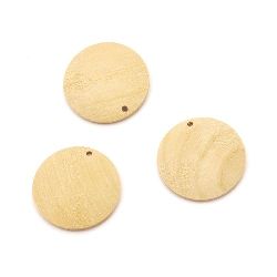 Wooden Pendant round 30x5 mm hole 2 mm color wood - 10 pieces