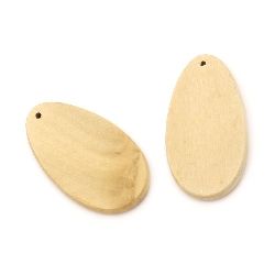 Wooden Pendant Oval for decoration 57x31x6 mm hole 2-3 mm color wood - 2 pieces