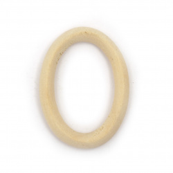 Wooden Ring oval 40x30x6 mm color natural wood - 4 pieces