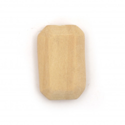 Natural unfinished wooden rectangle bead for DIY Jewelry and Crafts 31x19x9 mm hole 4 mm color wood - 4 pieces