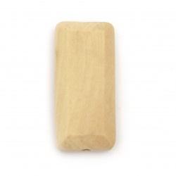 Natural unfinished wooden rectangle bead for DIY Jewelry and Crafts 40x19x9 mm hole 4 mm color wood - 4 pieces