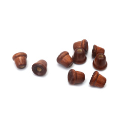 Wooden Bell Bead, 13x13 mm, 4.5 mm Hole, Brown Color – 20 grams (~33 pieces)