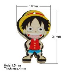 Painted wooden boy  pendant 31x19x4 mm hole 1.5 mm -10 pieces