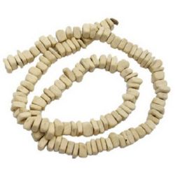 Stoc epuizat. Primeste notificare pe email cand produsul revine in stoc Șireturi mărgele de nucă de cocos 6 ~ 7x2 ~ 5mm gaură 1 mm fildeș ~ 105 bucăți