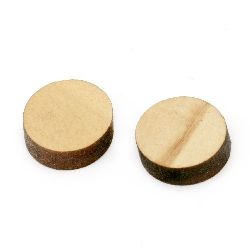 Wooden circle without hole, 15x4 mm, wood color - 10 pieces