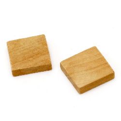 Wooden square without hole, 20x5 mm, wood color - 5 pieces