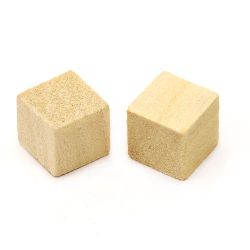 Wooden cube without hole, 13x13 mm, wood color - 10 pieces