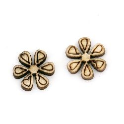 Wooden Embellishment flower without hole 10x3 mm - 20 pieces