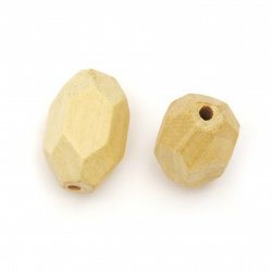 Natural unfinished wooden oval bead for DIY Jewelry and Crafts 32x21 mm hole 3 mm faceted, color wood - 2 pieces