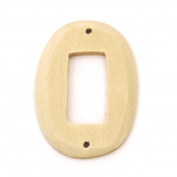 Wooden Connector for decoration oval 47x34x5 mm hole 2 mm color wood - 2 pieces