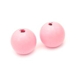 Wooden round bead for decoration 29~30 mm hole 4~5 mm pink - 5 pieces