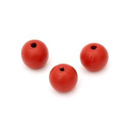 Wooden round bead for decoration 18x20 mm hole 4 mm red - 50 grams ~ 20 pieces