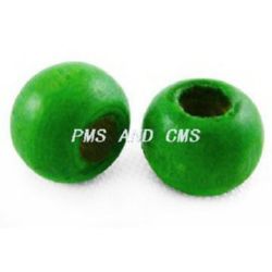 Wooden round bead for decoration 6x7 mm hole 2~3 mm green - 50 grams ~ 450 pieces