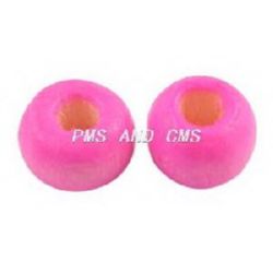 Wooden round bead for decoration 6x7 mm hole 3 mm pink - 50 grams ~ 450 pieces
