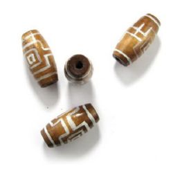 Stoc epuizat. Primeste notificare pe email cand produsul revine in stoc Cilindru oval pictat lemn40x19 mm gaură 6 mm maron -6 bucăți