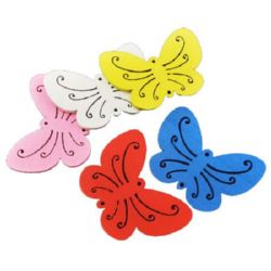 Colorful wooden pendant butterfly 47x34x2.5 mm hole 1.5 mm MIX - 10 pieces