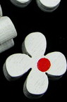 Painted Wooden Flower Beads, 13x5 mm, Hole: 2 mm, White -20 pieces