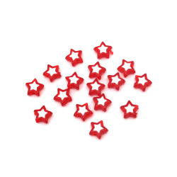Мънисто с бяла основа звезда 9x4 мм дупка 1.5 мм червено -20 грама ~ 110