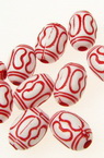Two-color oval bead 11x8 mm hole 2 mm with white and red - 50 grams ~125 pieces
