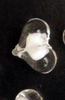 Transparent Acrylic Heart Bead with white base 16x12x9 mm hole 2 mm - 50 grams ~ 55 pieces