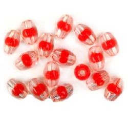 Oval Plastic Bead with Solid Core and Transparent Surface, 13x9 mm -50 grams