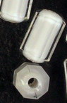 Мънисто с бяла основа цилиндър 14x8 мм дупка 2 мм многостенно прозрачно -50 грама ~ 60 броя