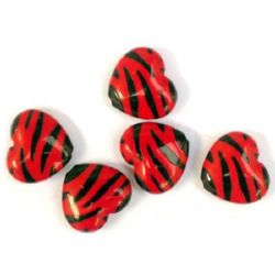 Two-color bead heart  20x17x6 mm red and black - 30 grams