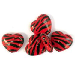 Two-color bead heart 26x23x9 mm red and black - 30 grams