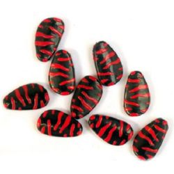 Two-color oval bead 20x12x5 mm red and black - 30 grams