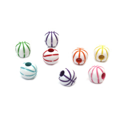 Two-color bead ball basketball 11 mm hole 3.5mm MIX - 50 grams ~70 pieces