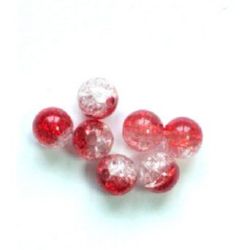 Bead cracked ball 8 mm hole 2 mm white red -20 grams ~ 65 pieces