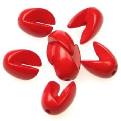 Acrylic modular solid beads for jewelry making, oval 18x12 mm hole 2 mm red - 10 sets